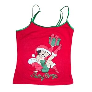 betty boop christmas tank top size small universal studios red green glitter